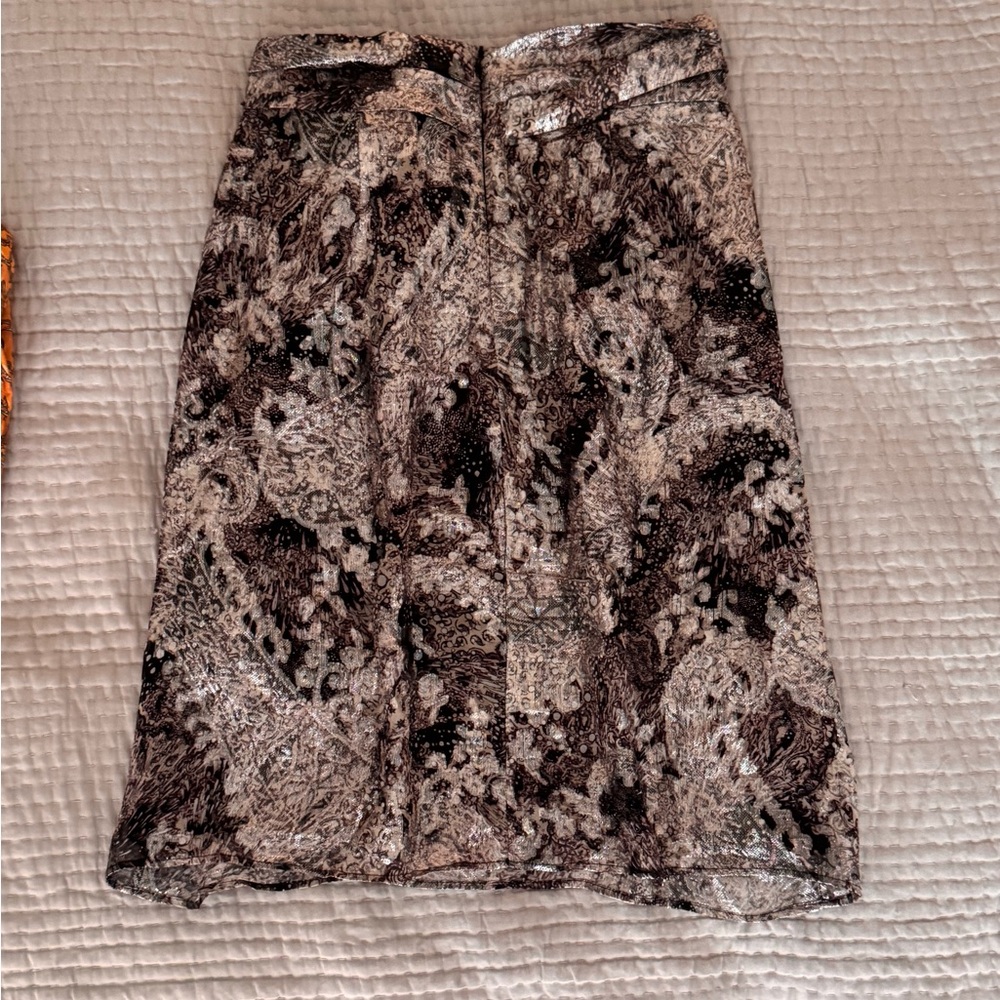IRO Black and Cream Paisley A-Line Skirt